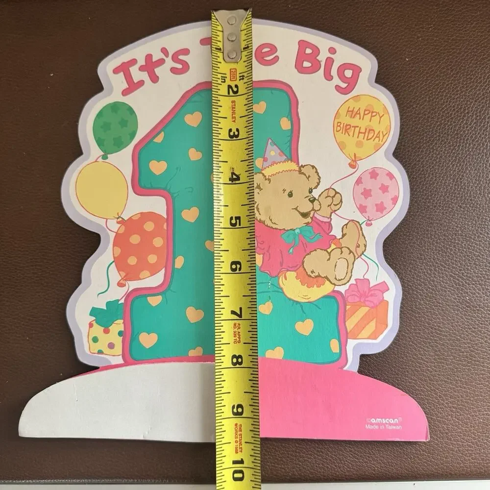 Vtg 1st Birthday Baby Banner And Honeycomb Table Centerpiece Bears